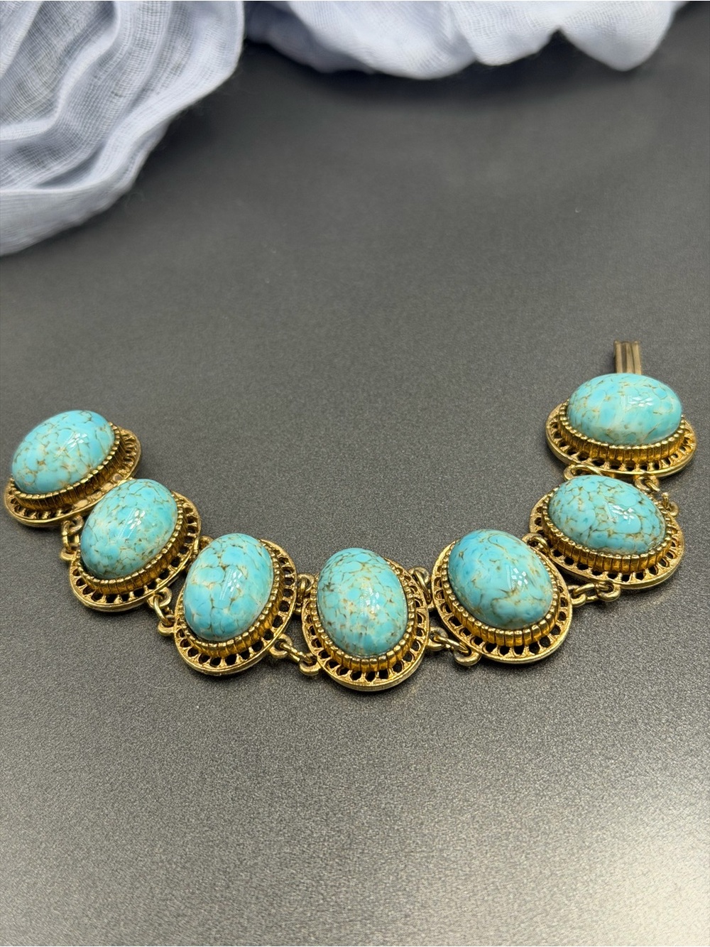 Vintage Marcel Boucher Robins Egg Cabochon Bracelet #451BR